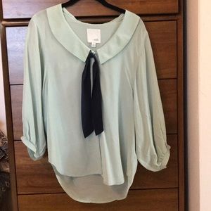Mint green sailor silk blouse